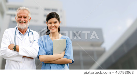 Senior and young doctor working in the hospital. 43798068