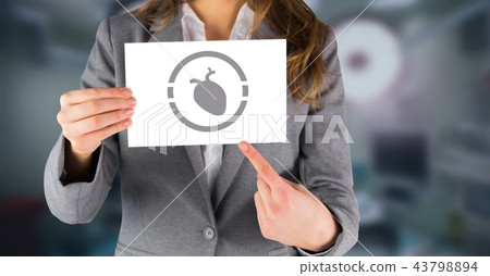 Heart icon and woman holding card 43798894