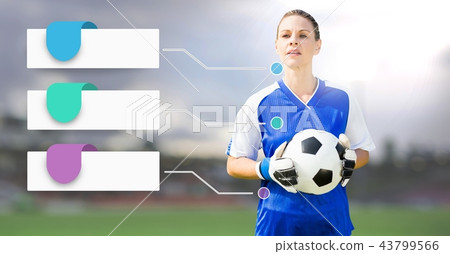 Blank infographic panels and soccer goalkeeper woman 43799566