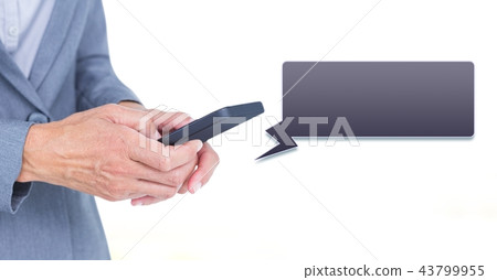 phone in hand with chat bubble 43799955