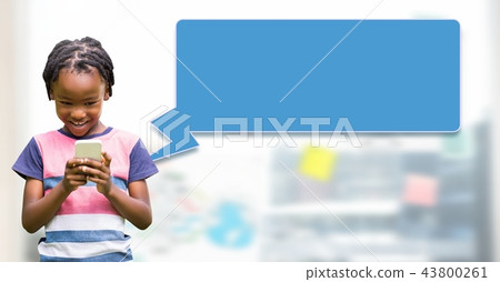 Boy using phone with chat bubble messaging profile Boy using phone with chat bubble messaging profile 43800261