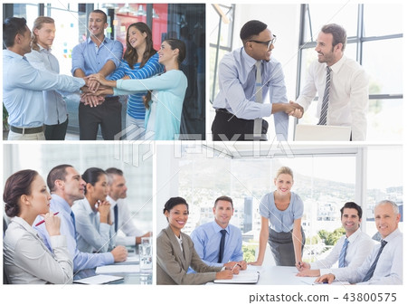 Teamwork business meeting collage Teamwork business meeting collage 43800575