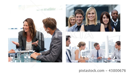 Teamwork business meeting collage 43800676
