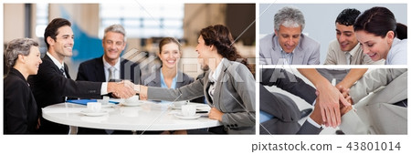 Teamwork business meeting collage Teamwork business meeting collage 43801014