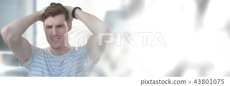 Man anxious and worried by window light transition Man anxious and worried by window light transition 43801075