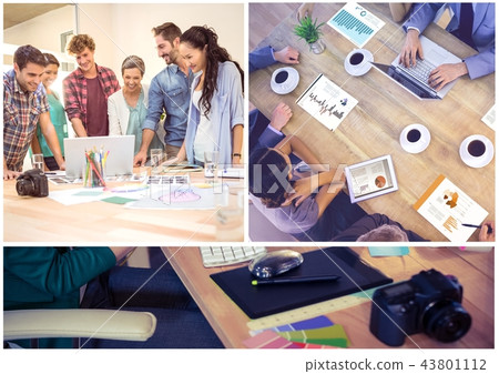 Teamwork meeting collage Teamwork meeting collage 43801112