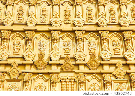 Wall of Golden Bodhgaya models in Thailand. 43802743