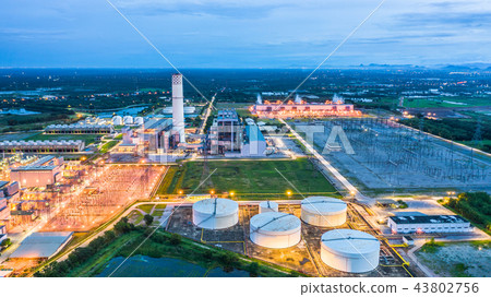 Aerial view power plant,Combined cycle power plant Aerial view power plant,Combined cycle power plant 43802756