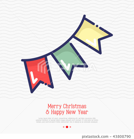 Garland of flags thin line icon Garland of flags thin line icon 43808790