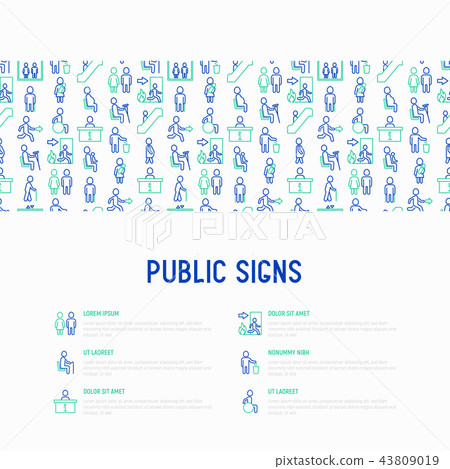 Public signs concept thin line icons Public signs concept thin line icons 43809019