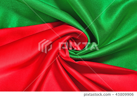Natural red and green satin fabric texture 43809906