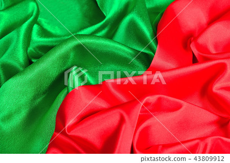 Natural red and green satin fabric texture 43809912