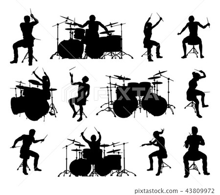 Drummer Musician Silhouettes 43809972