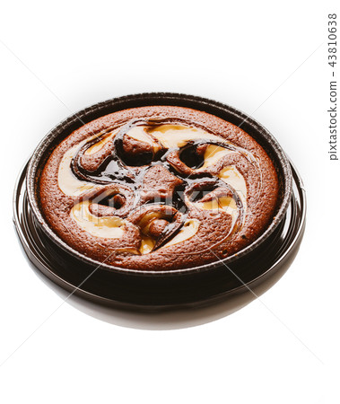 cake with truffle filling on a white background 43810638