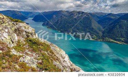 Impressive Sognefjord top view with bright water 43810934