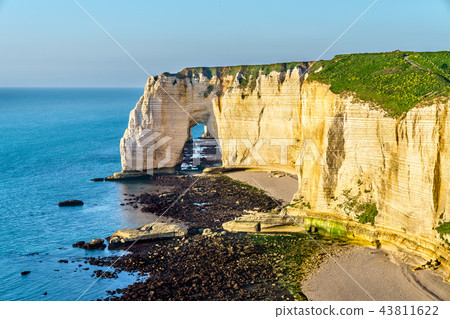 Natural chalk arch at Etretat, France 43811622