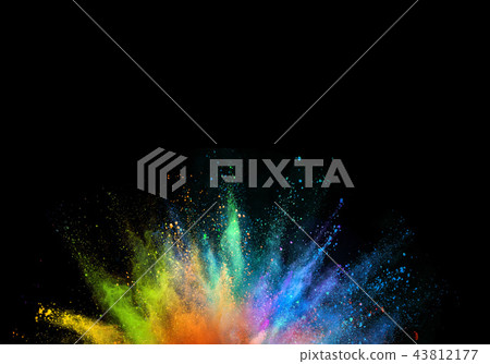 Colored powder explosion on black background. Colored powder explosion on black background. 43812177