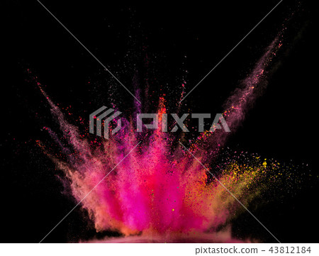Colored powder explosion on black background. Colored powder explosion on black background. 43812184