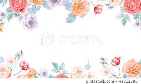 Watercolor pencil rose peony flower and leaves 43812196