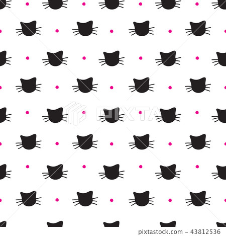 Hand Drawn Cats Vector Seamless Pattern 43812536