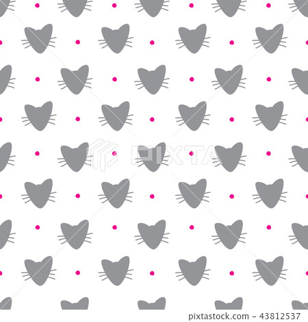 Hand Drawn Cats Vector Seamless Pattern 43812537