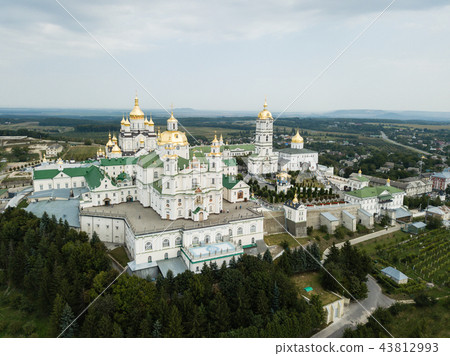Aerial view to Dormition Pochayiv Lavra in Ukraine Aerial view to Dormition Pochayiv Lavra in Ukraine 43812993