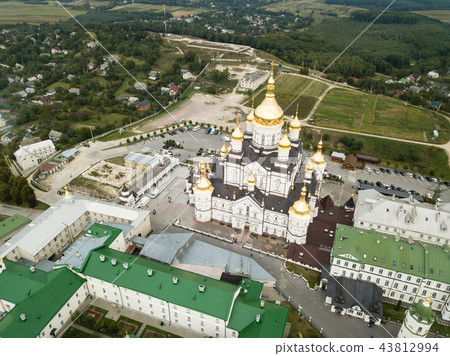 Aerial view to Dormition Pochayiv Lavra in Ukraine Aerial view to Dormition Pochayiv Lavra in Ukraine 43812994