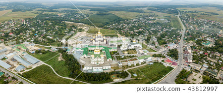 Aerial view to Dormition Pochayiv Lavra in Ukraine Aerial view to Dormition Pochayiv Lavra in Ukraine 43812997