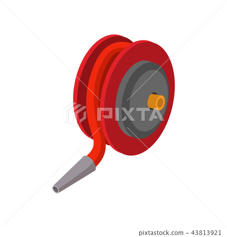 Red fire hose winder roll reels cartoon icon Red fire hose winder roll reels cartoon icon 43813921