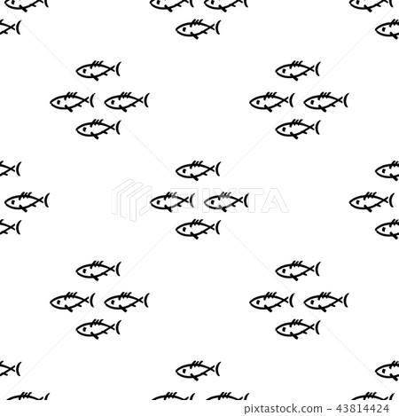 Flat monochrome vector seamless sea fish sketch pattern. Fabric textile summer pattern. Cute doodle Flat monochrome vector seamless sea fish sketch pattern. Fabric textile summer pattern. Cute doodle 43814424