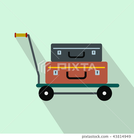 Suitcases on a cart flat icon  43814949