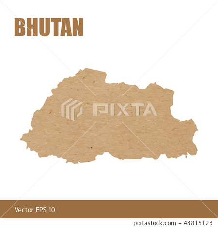 Detailed map of Bhutan cut out of craft paper 43815123