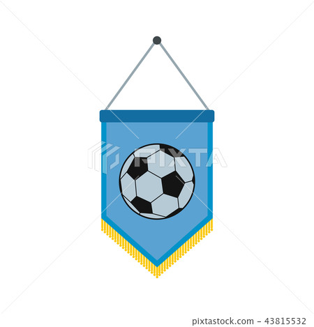 Blue pennant with soccer ball flat icon Blue pennant with soccer ball flat icon 43815532