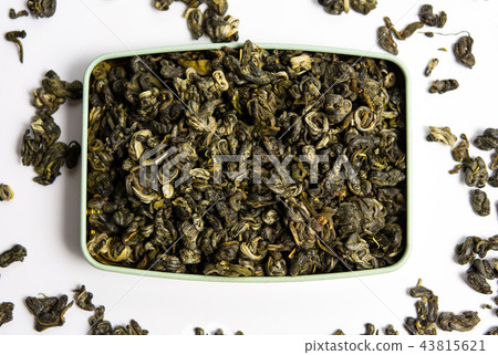 Green tea herbs in the can 43815621