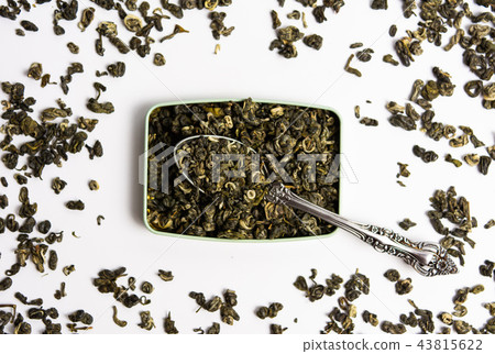 Green tea herbs in the can 43815622