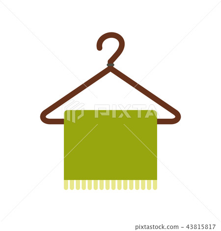 Green scarf on coat-hanger flat icon Green scarf on coat-hanger flat icon 43815817