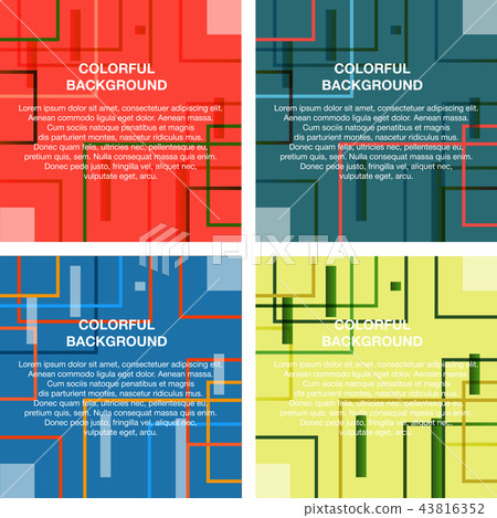 Vector set of abstract avangarde retro background with multicolored geometric shapes and copy space Vector set of abstract avangarde retro background with multicolored geometric shapes and copy space 43816352