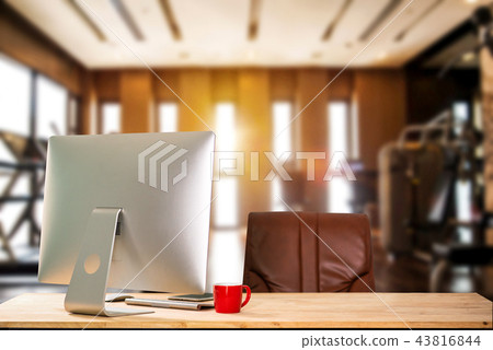 workspace with computer, laptop, office supplies, workspace with computer, laptop, office supplies, 43816844