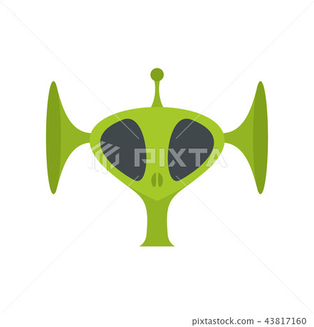 Green alien head flat icon Green alien head flat icon 43817160