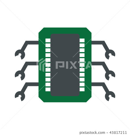 Microchip flat icon Microchip flat icon 43817211