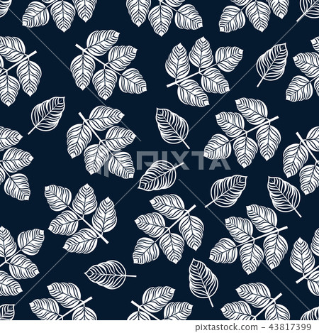 Seamless pattern with white leaves. Vector illustration on blue background Seamless pattern with white leaves. Vector illustration on blue background 43817399