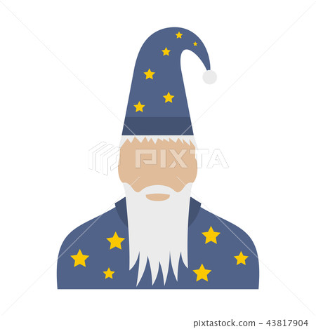 Wizard in a hat with stars flat Wizard in a hat with stars flat 43817904