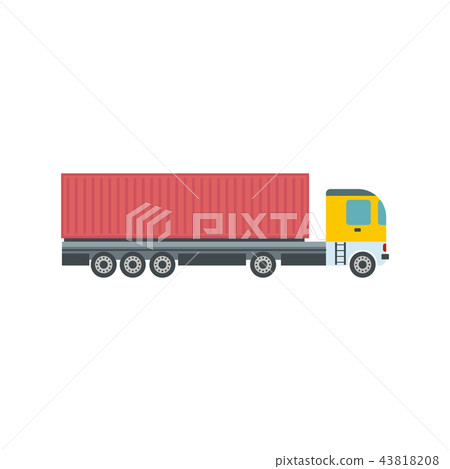 Container at the dock with truck flat Container at the dock with truck flat 43818208