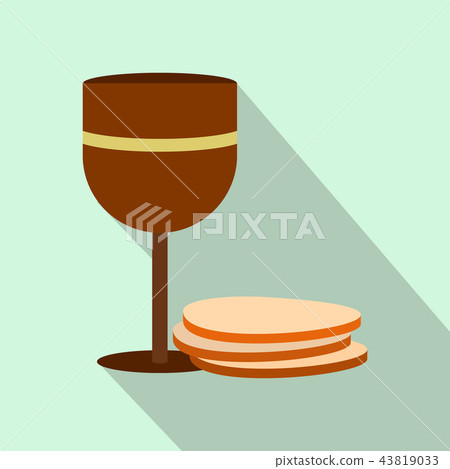 Chalice of wine and wafers flat icon Chalice of wine and wafers flat icon 43819033