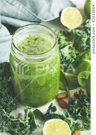 Green smoothie in a glass bottle 43819804