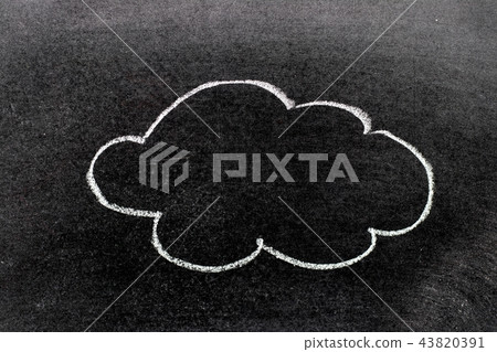 White color chalk hand drawing in cloud shape White color chalk hand drawing in cloud shape 43820391