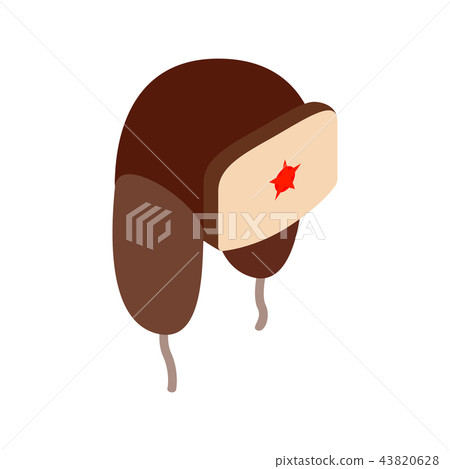 Hat with ear flaps isometric 3d icon 43820628