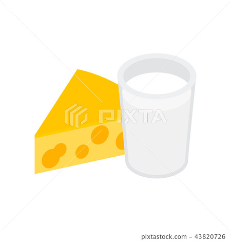 Cheese with milk isometric 3d icon 43820726