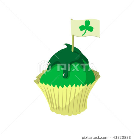 St Patricks Day cupcake cartoon icon 43820888