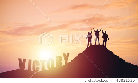 Silhouette of the team on the mountain 43821539